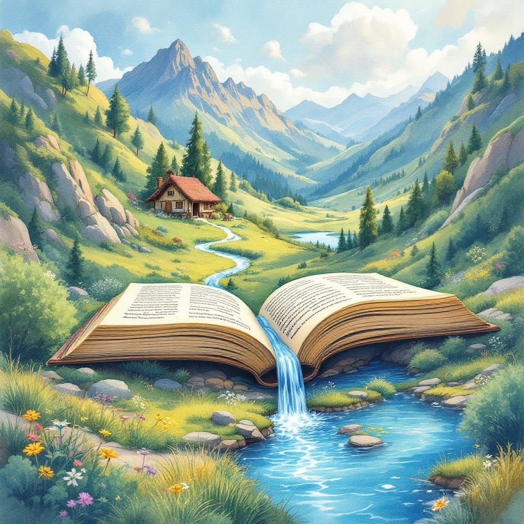 Whimsical Watercolor Fantasy Landscape Unfolds in Storybook ...