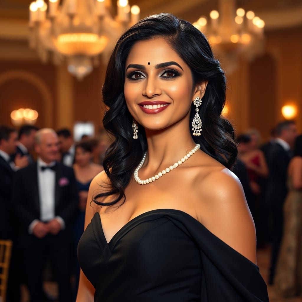 Sophisticated Indian Beauty in Elegant Evening Attire