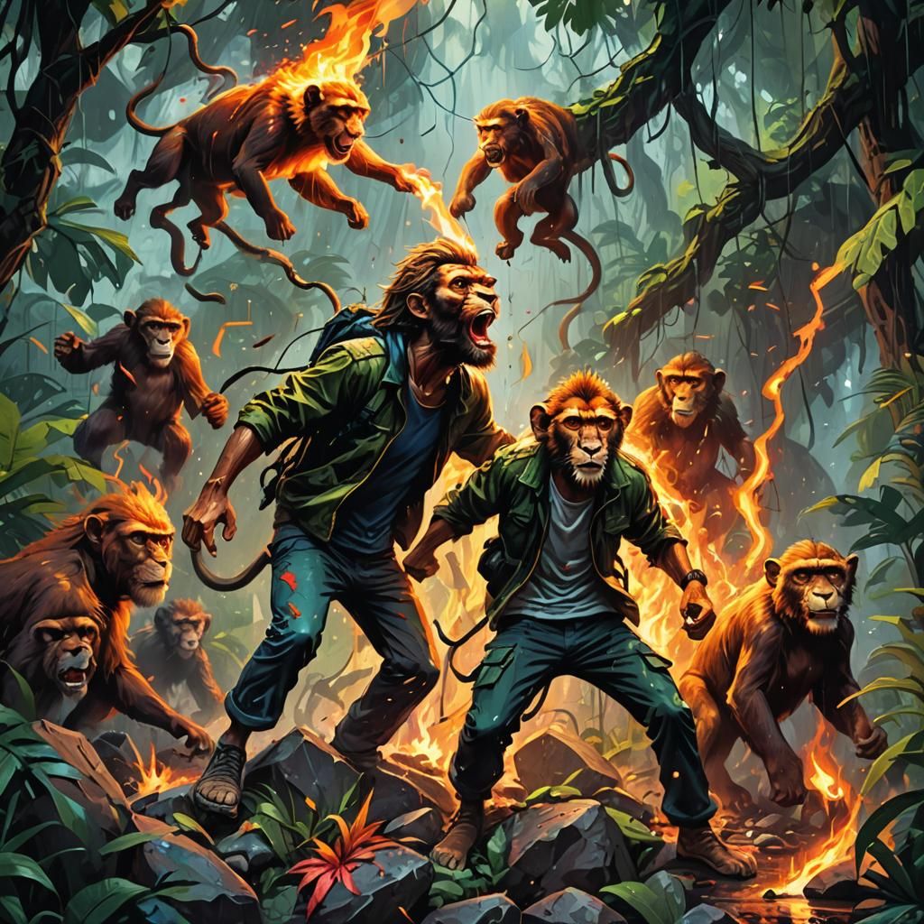 Jungle Fire Breather in Graffiti Art Style