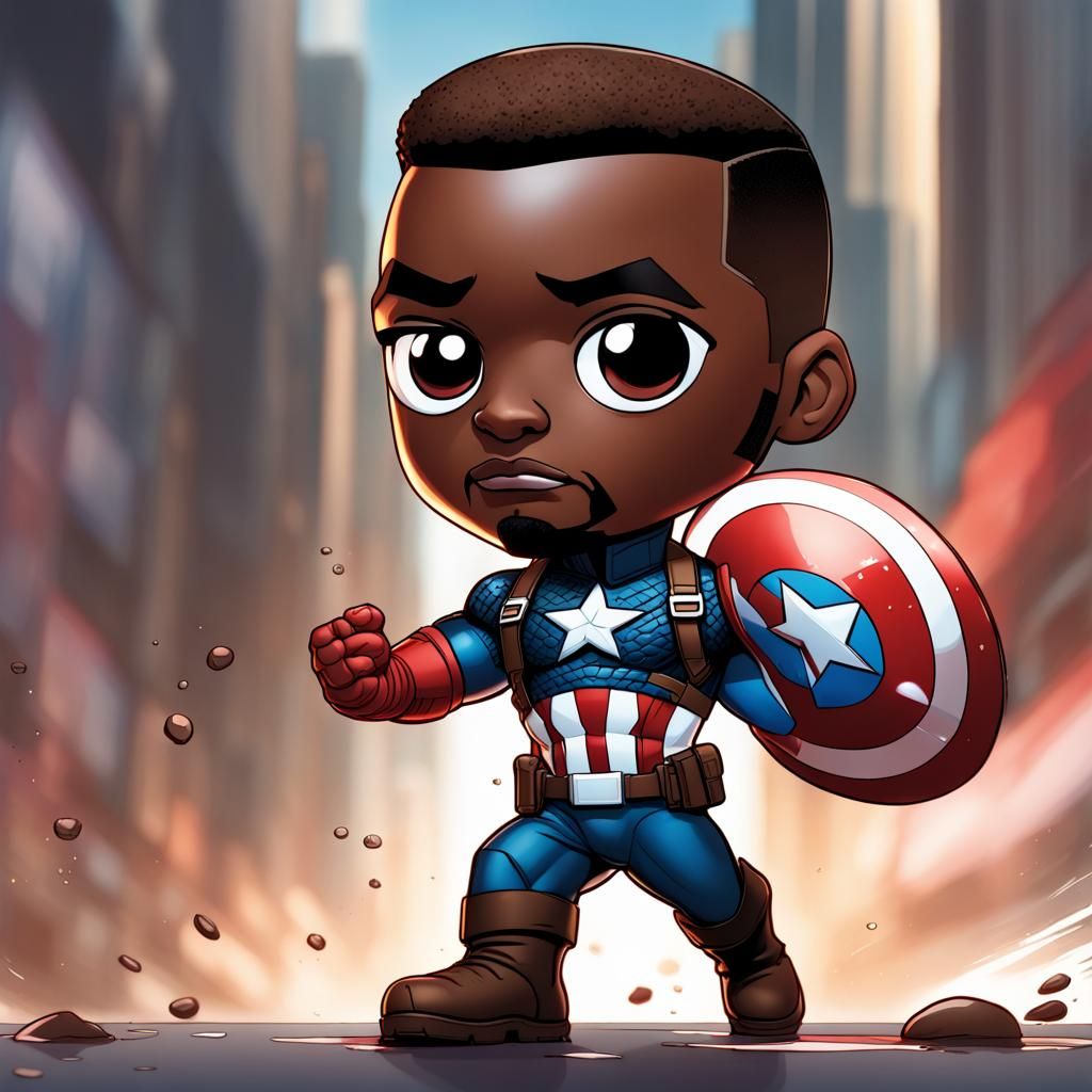 Chibi Sam Wilson as Captain America Illustration