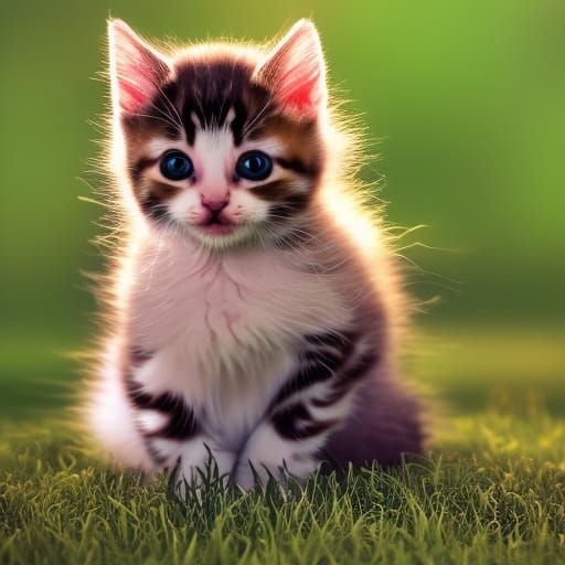 Realistic Kitten Stretching in Golden Morning Light