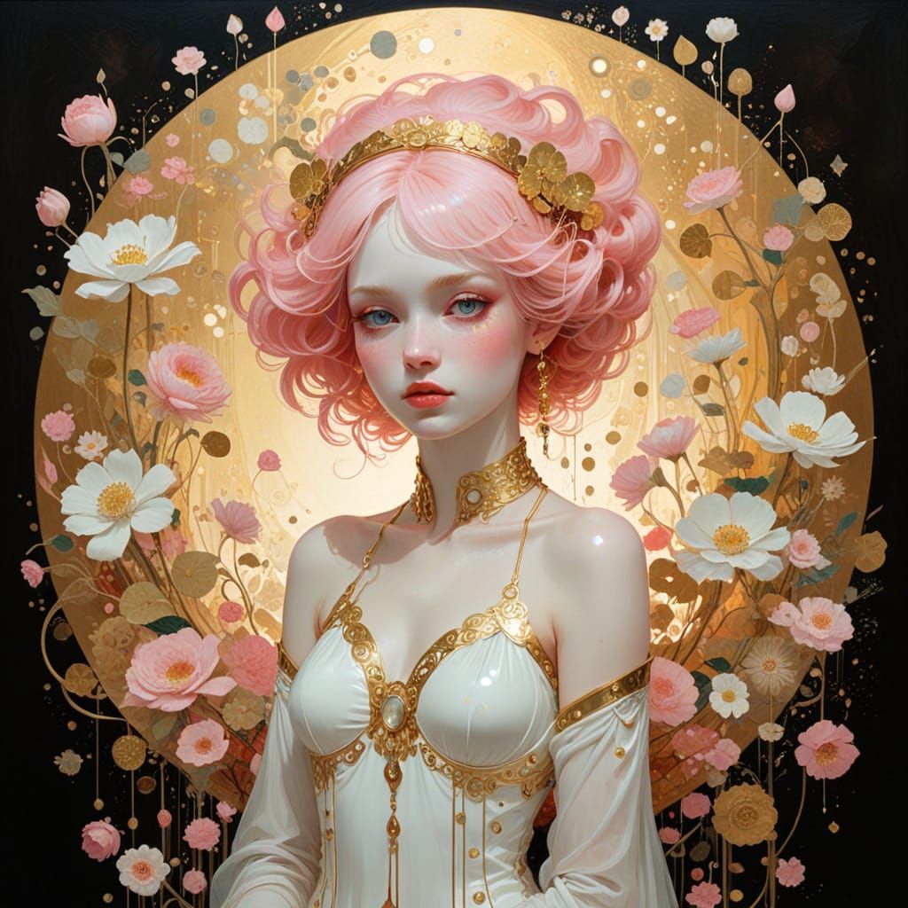 Ethereal Pink Noble in Soft Romantic Psychedelic Art