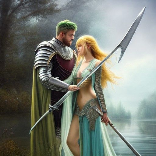 Arthurian Lovers: Ethereal Fantasy Portrait in 8K