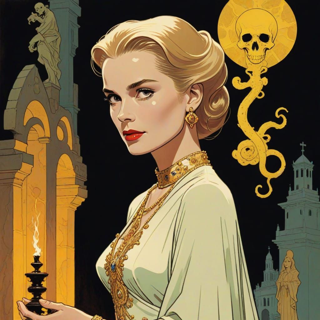 Ethereal Goddess vs Demonic Forces in Neo-Gothic Art