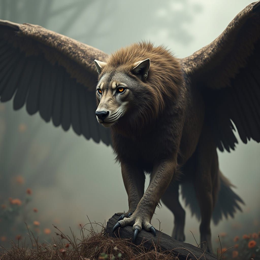Mythical Beast with Eagle Eyes and Lion Body