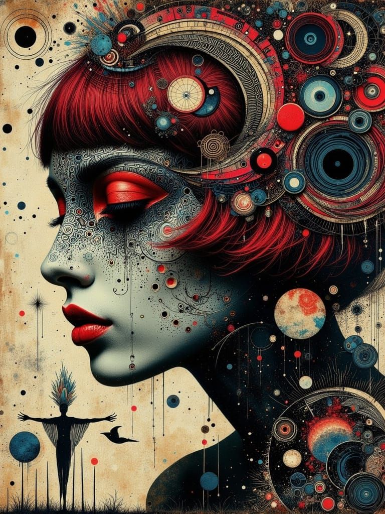 Gothic Abstract Portrait of a Melancholic Woman