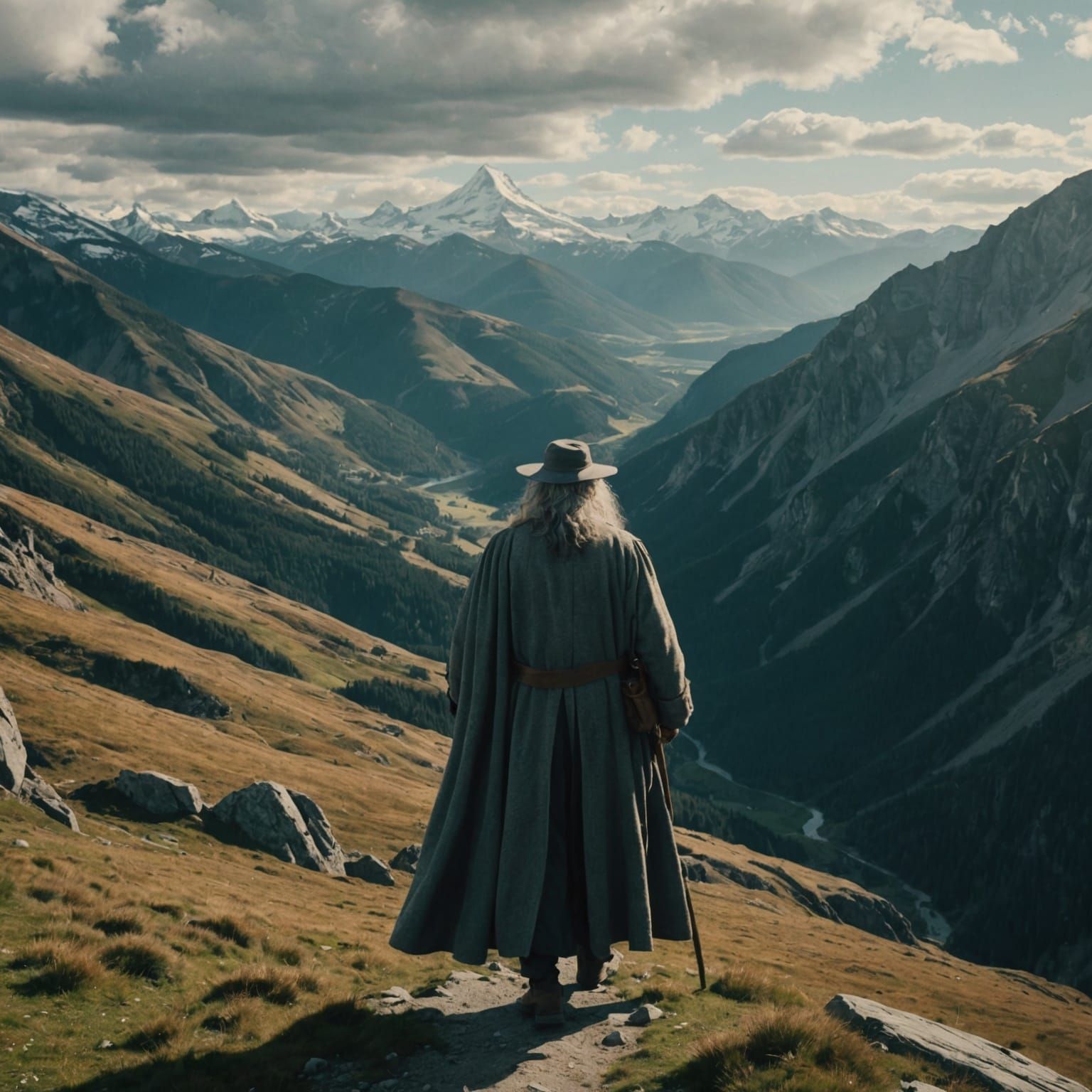 Epic Wizard on Mountain Peak Film Still