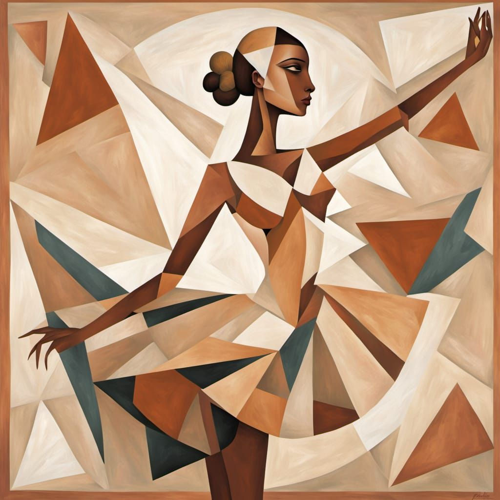 Cubist Ballerina in Earthy Tones