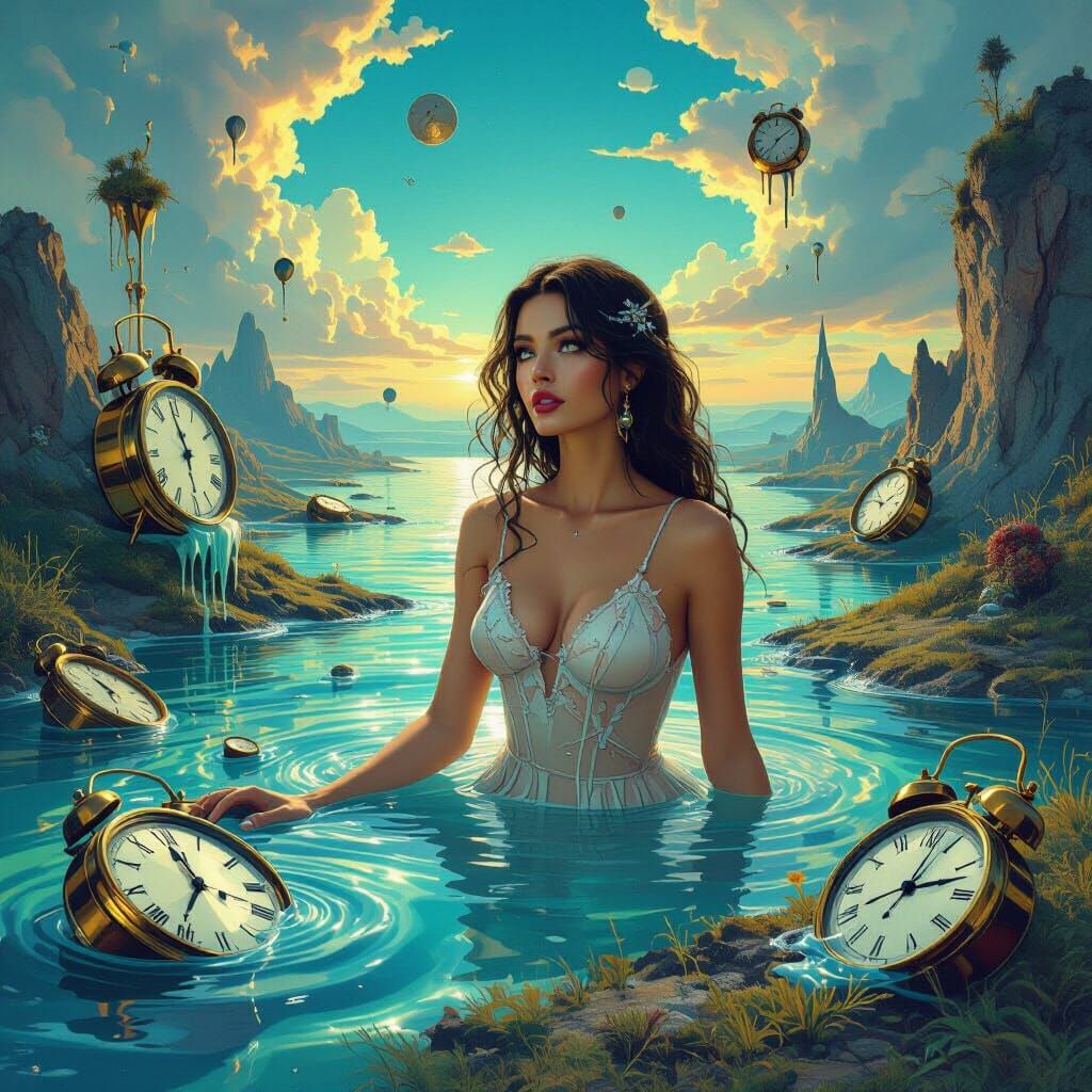 Surreal Woman in Dreamscape as Digital Art