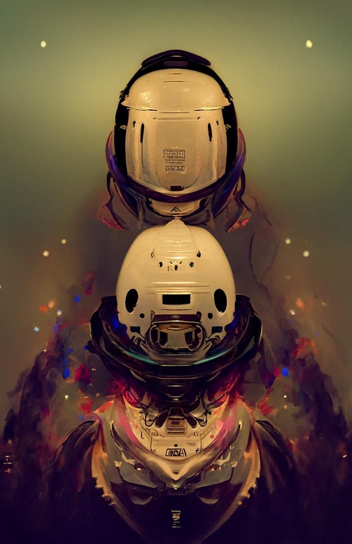 Astronaut Helmet in Dark Space