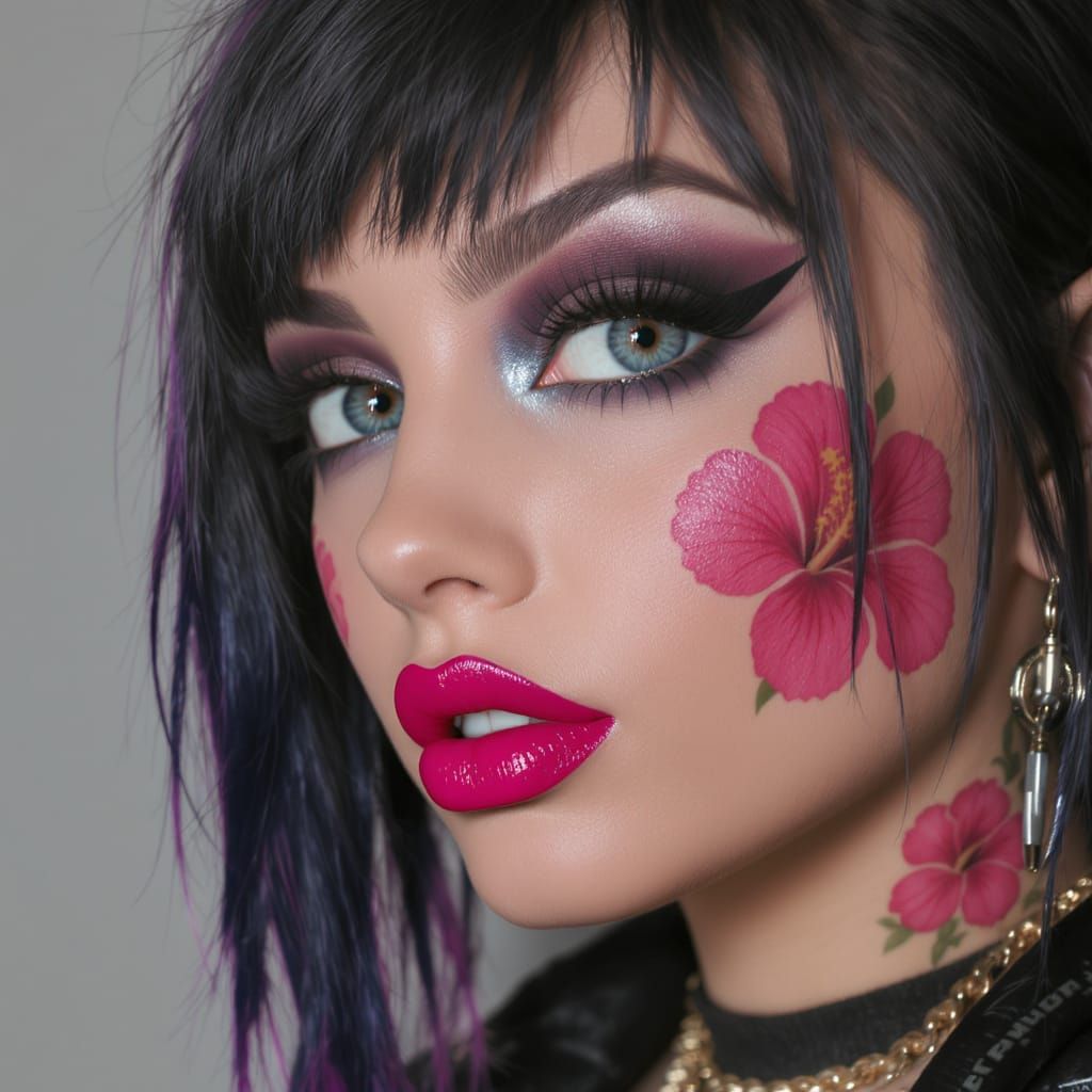 Hyperrealistic Portrait of Woman with Turquoise Eyes