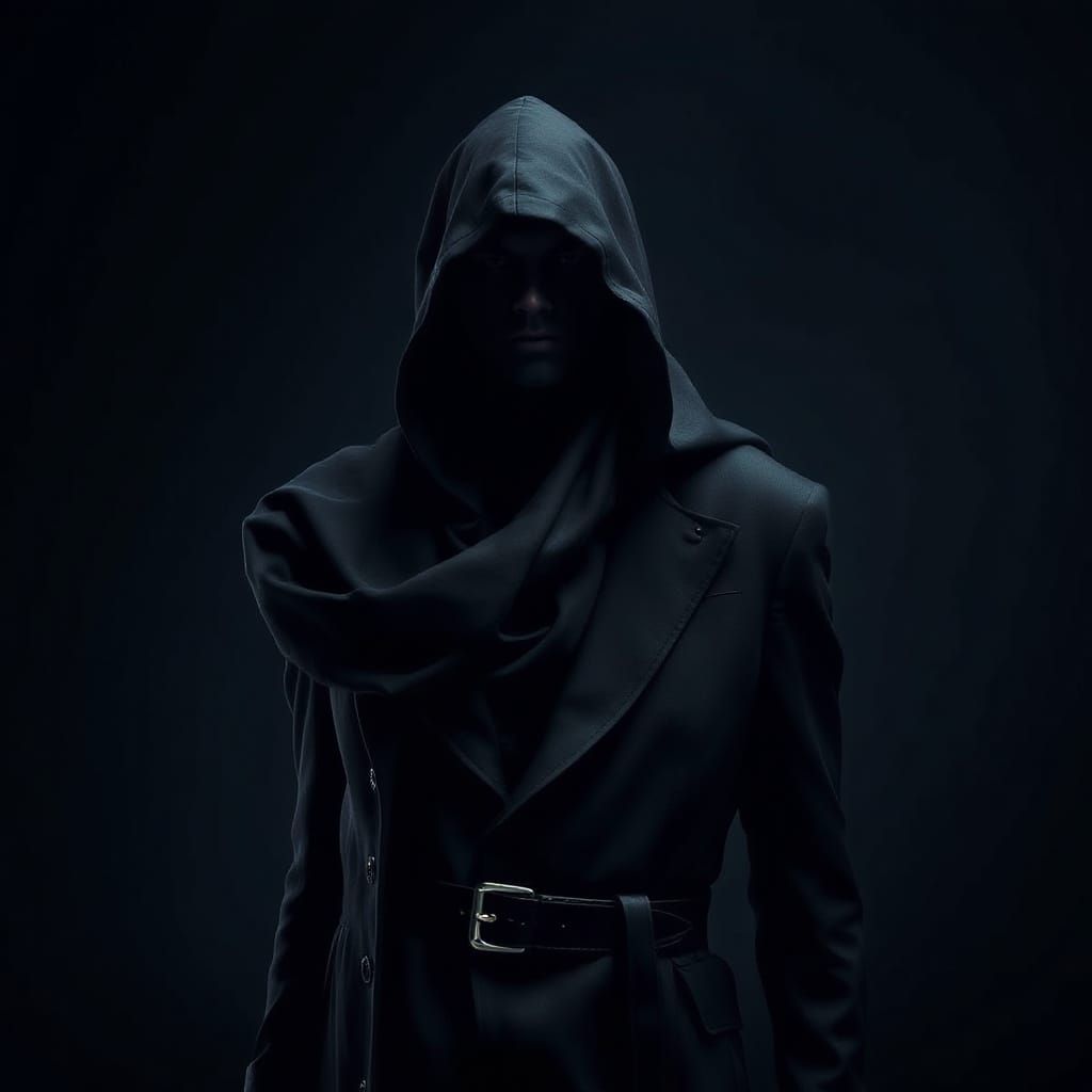 Mysterious Figure in Black: Photorealistic 8K Resolution