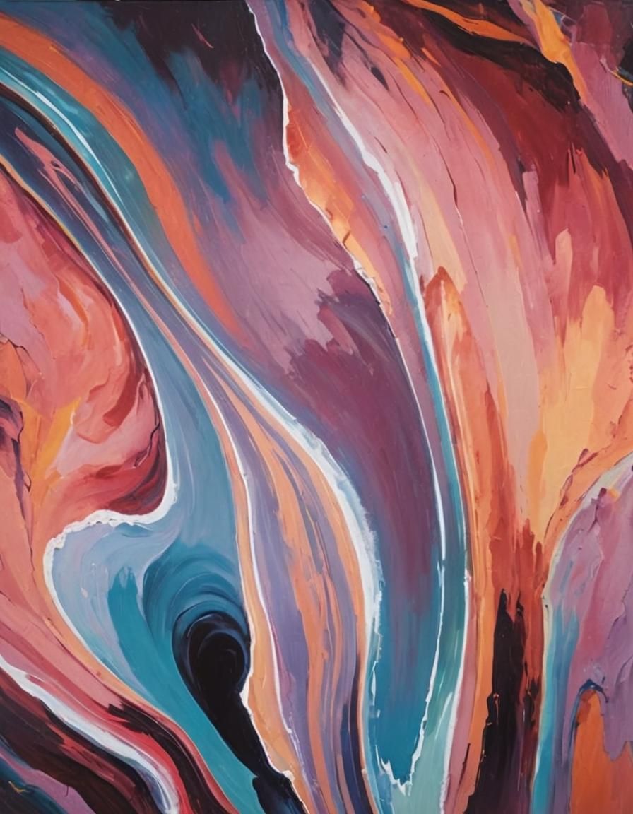 Vibrant Wave Enters Coastal Cave as Fauvist Painting