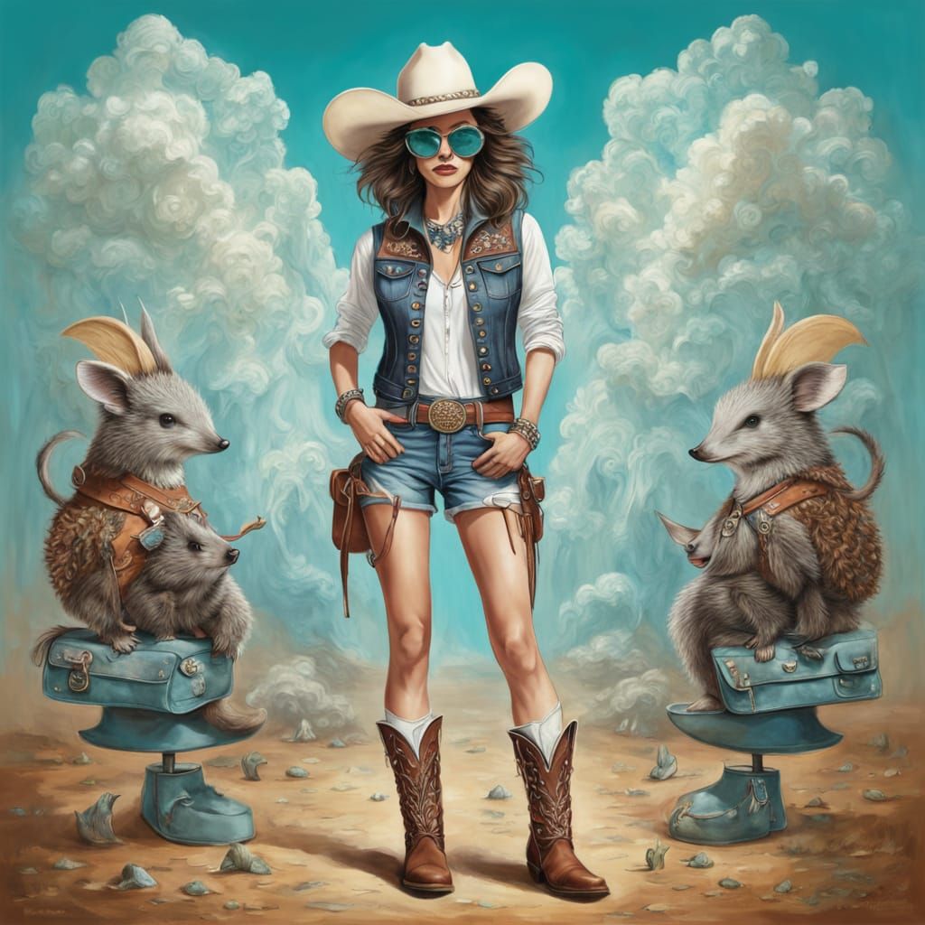 Surreal Hedgehog Propagandist and Cowgirl Mouse