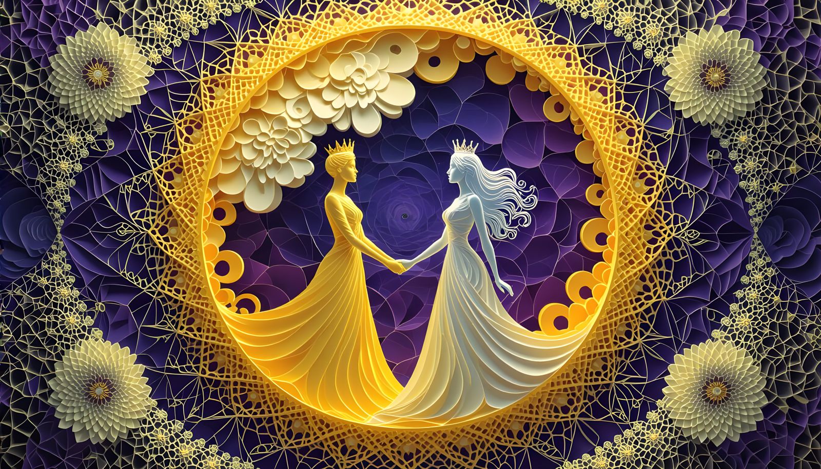 Majestic 4D Sculpture Planet with King and Queen