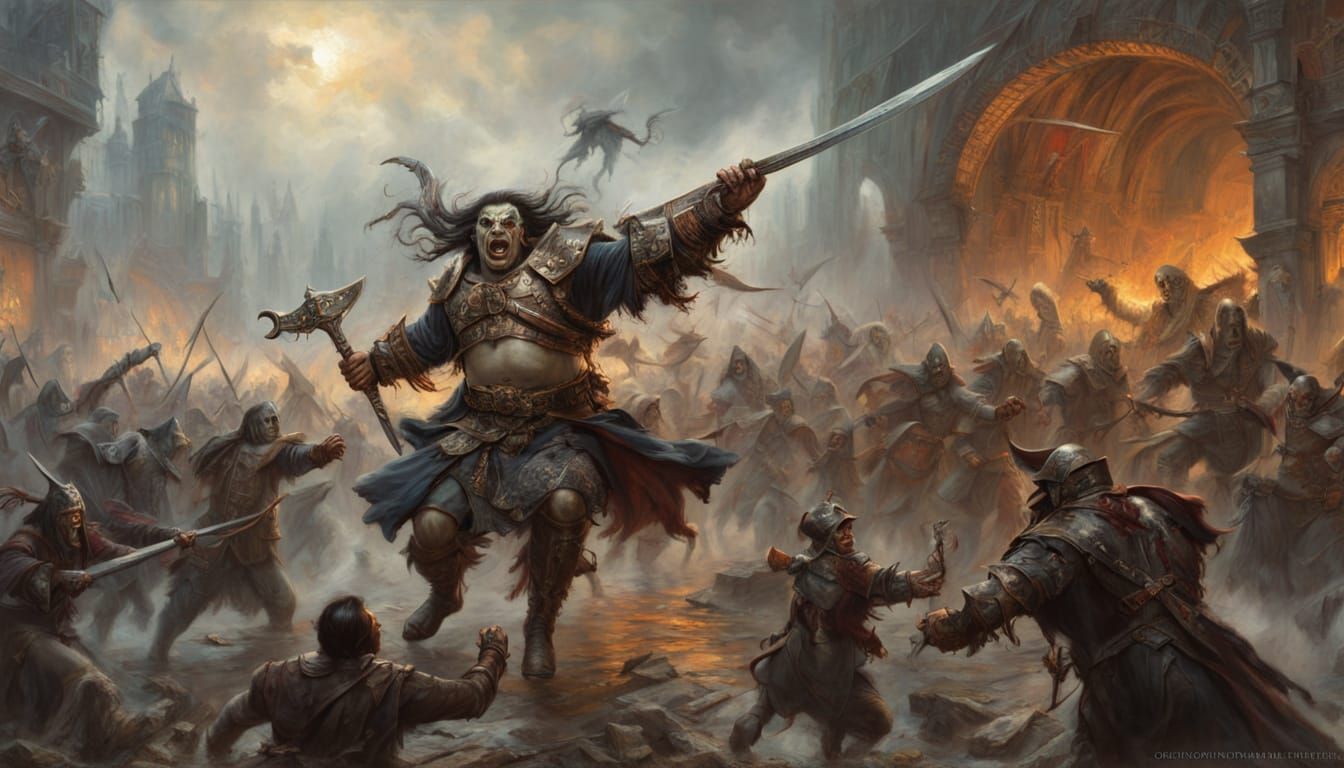 Steampunk Orc Warrior in Ethereal Mist