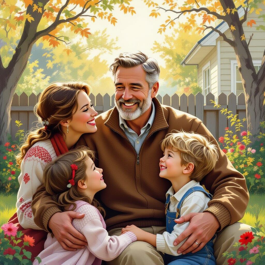 Heartwarming Father Figure in Americana Style