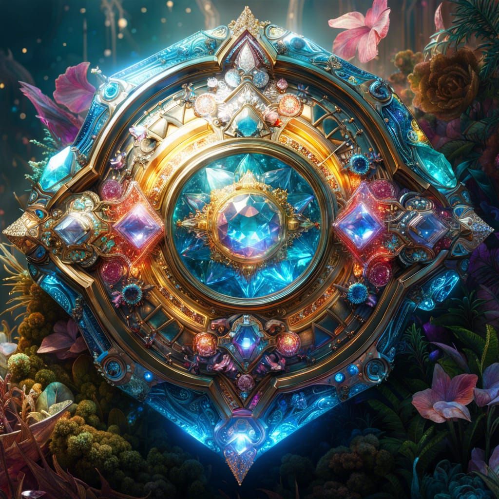 Illuminated Crystalline Shield Fantasy Art