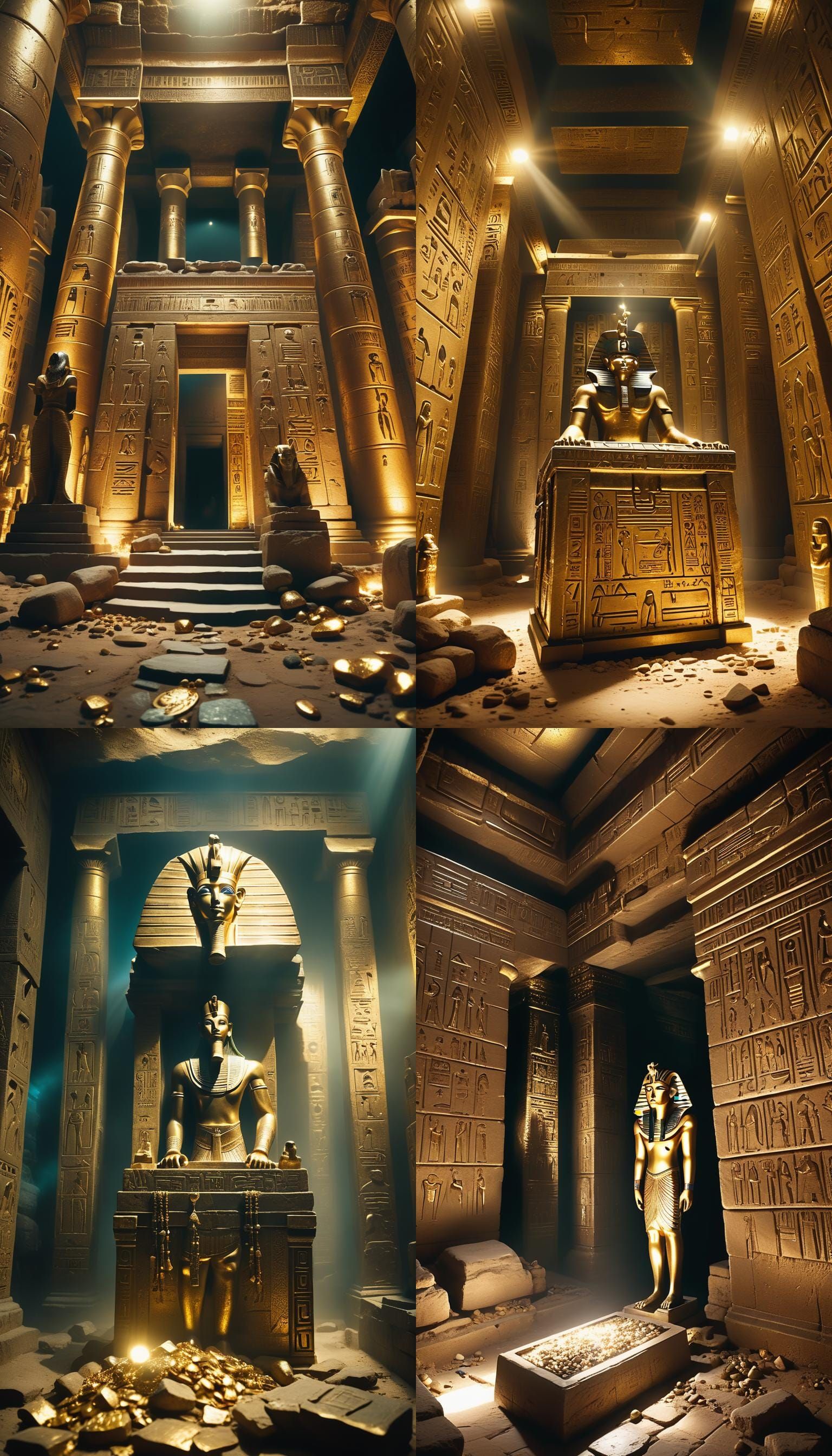 Pharaoh's Glittering Tomb in Dramatic Cinematic Lighting