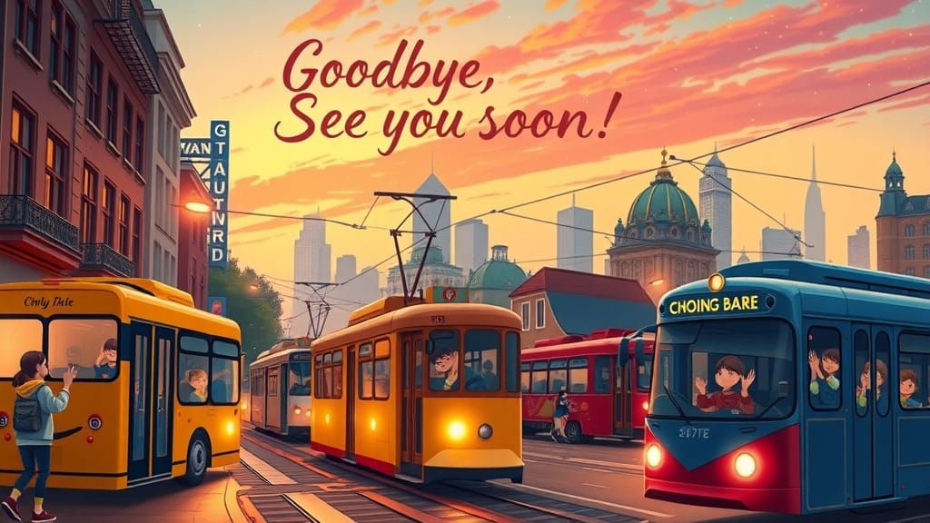 Vibrant Sunset Metropolis in Whimsical Colors