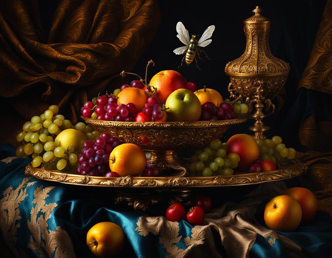 Baroque Still Life with Fruit and Fly