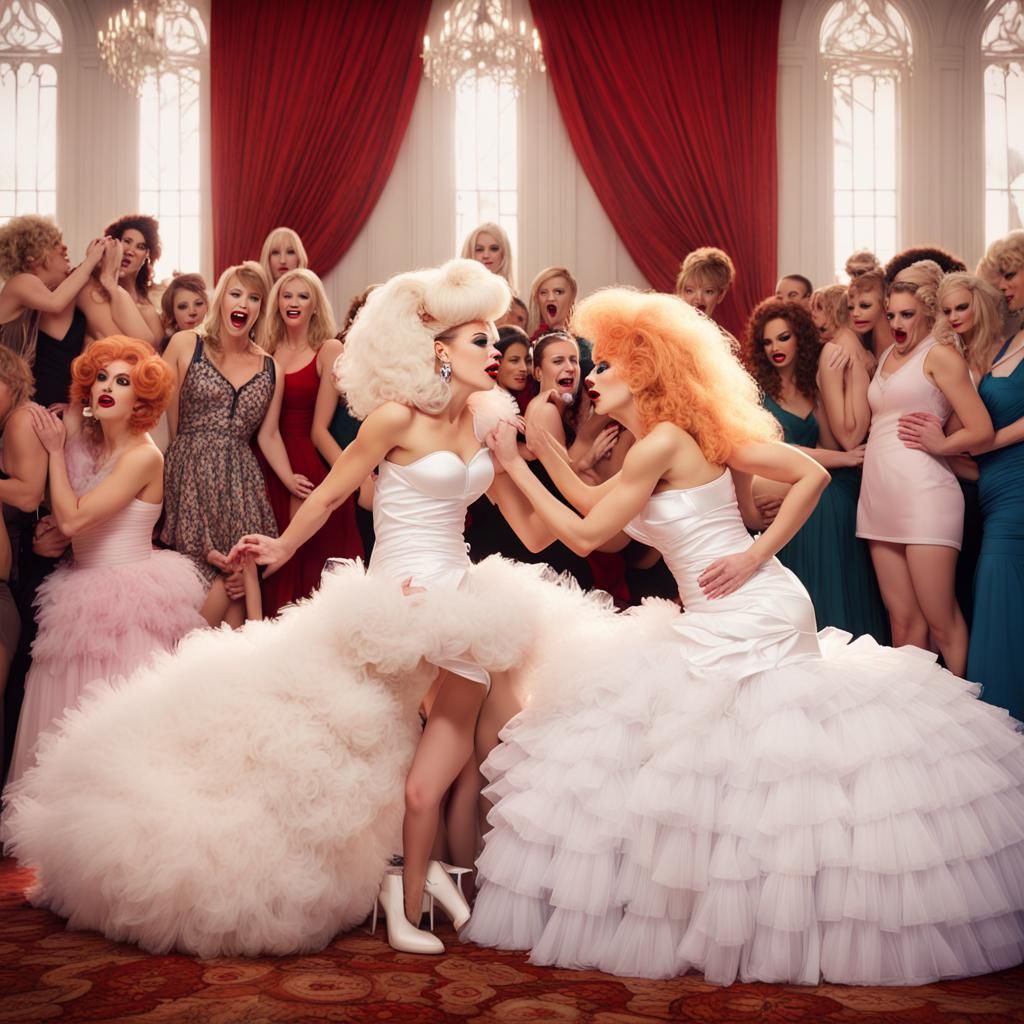 Drag Queens Kissing at Wedding: Fantasy Concept Art