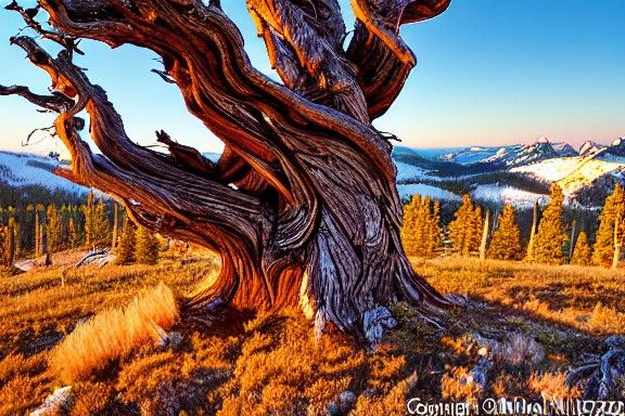 Whitebark Pine Sunrise: Photorealistic Montana Landscape
