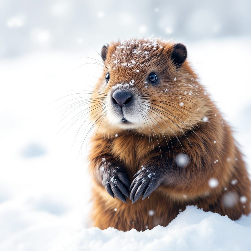 Beaver in the Snowy Wilderness