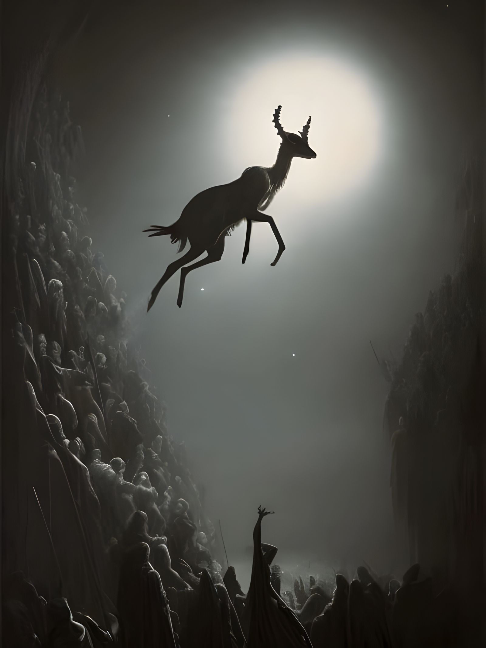 Cosmic Gazelle Ghost in Sinister Horror Style