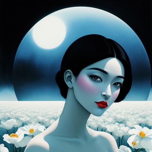 Surreal Spring Portrait in Pop Art & Art Deco Style