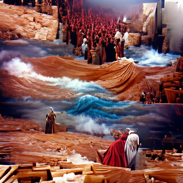Moses Parting the Red Sea Matte Painting