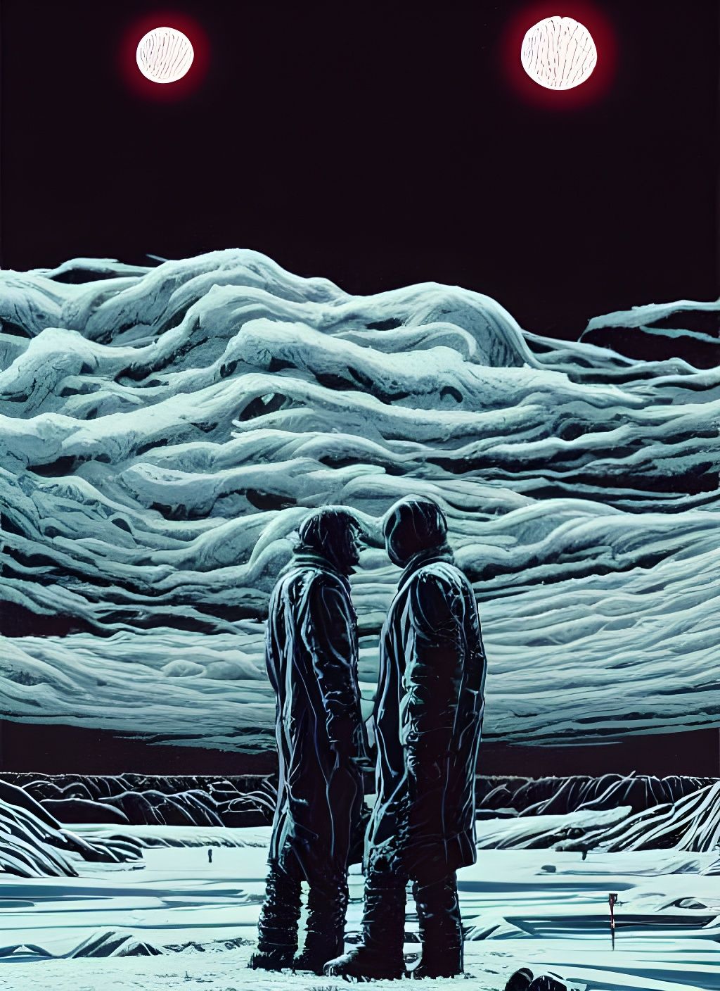 Surreal Landscape in Modern Ink Painting Style