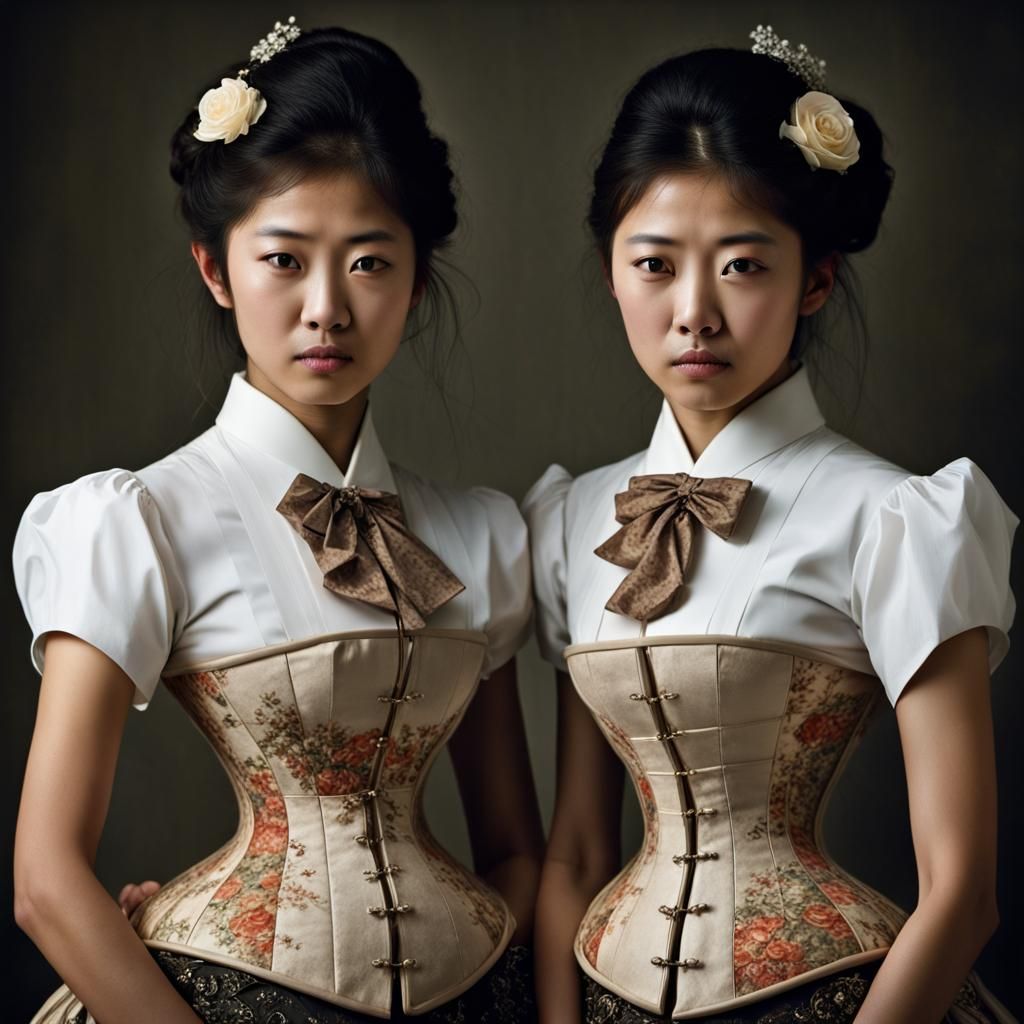 Sisters in Bustles: Professional Studio Portrait