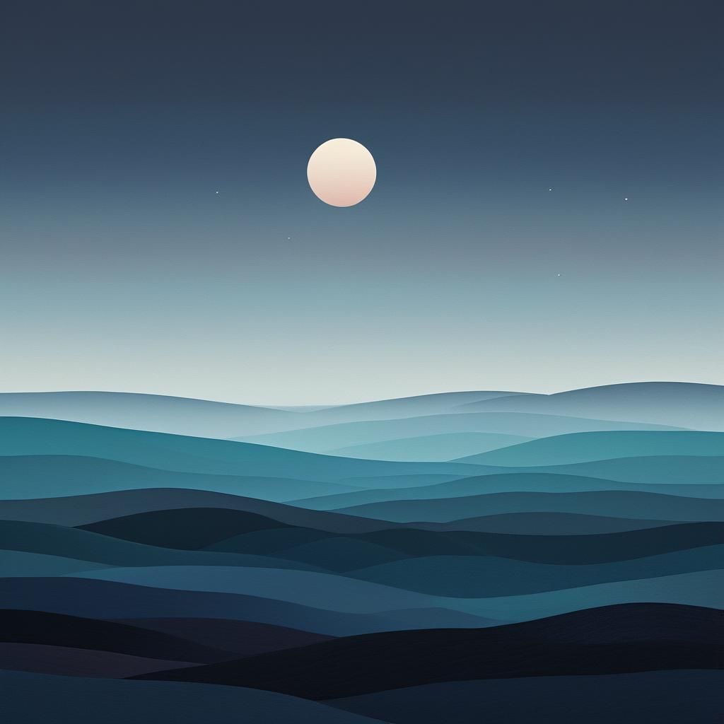 Ethereal Nightfall in Minimalist Style