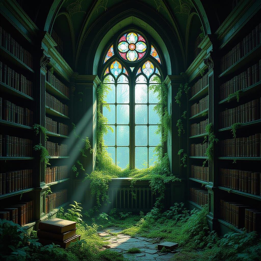 Overgrown Library Books Transform Into Living Plants