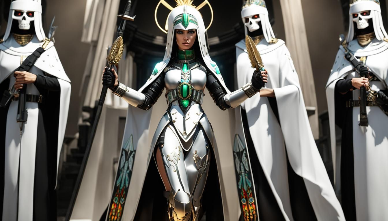 Aztec Warrior Woman in Cyberpunk Servo-Armor