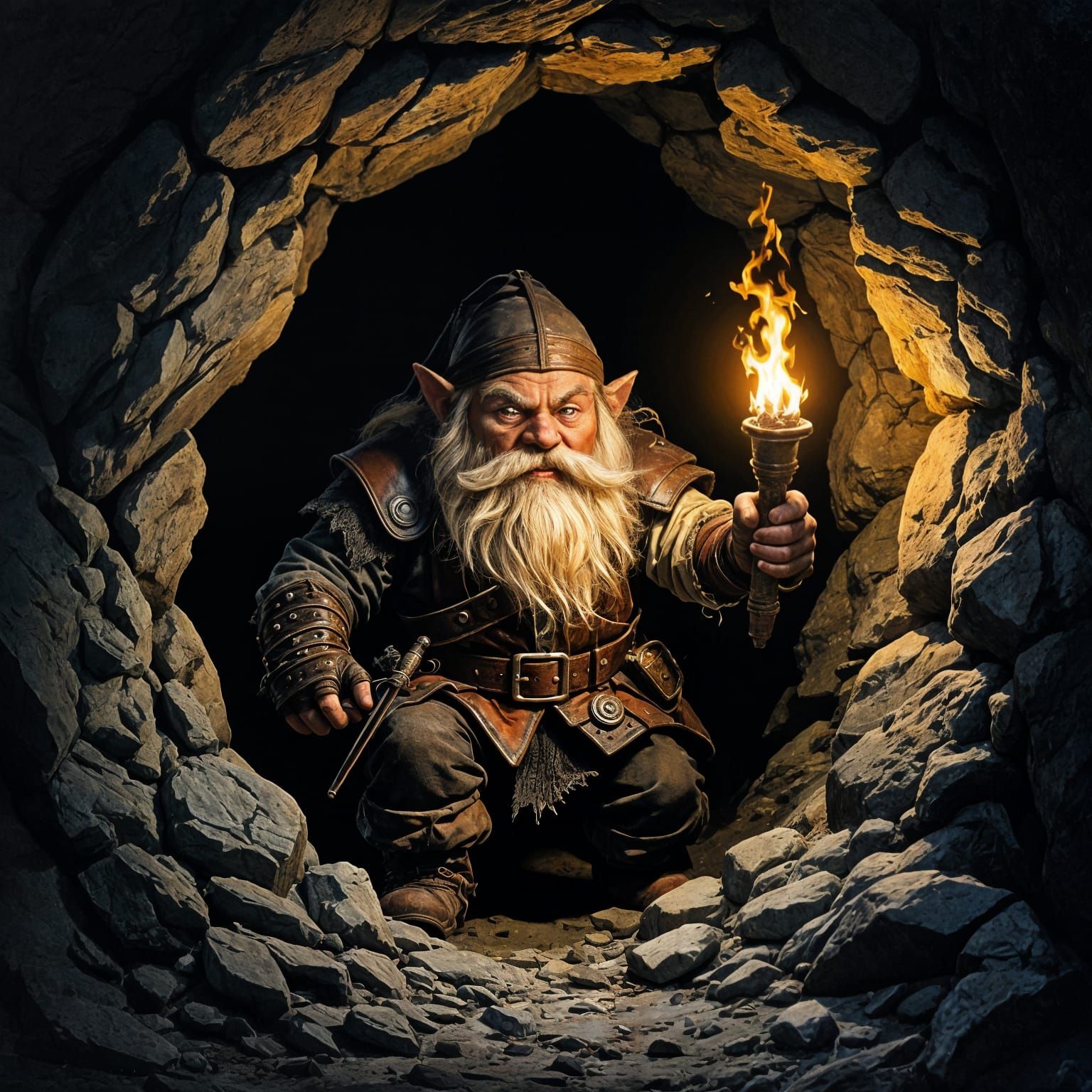 Dwarf in Cavern: Baroque Chiaroscuro Horror