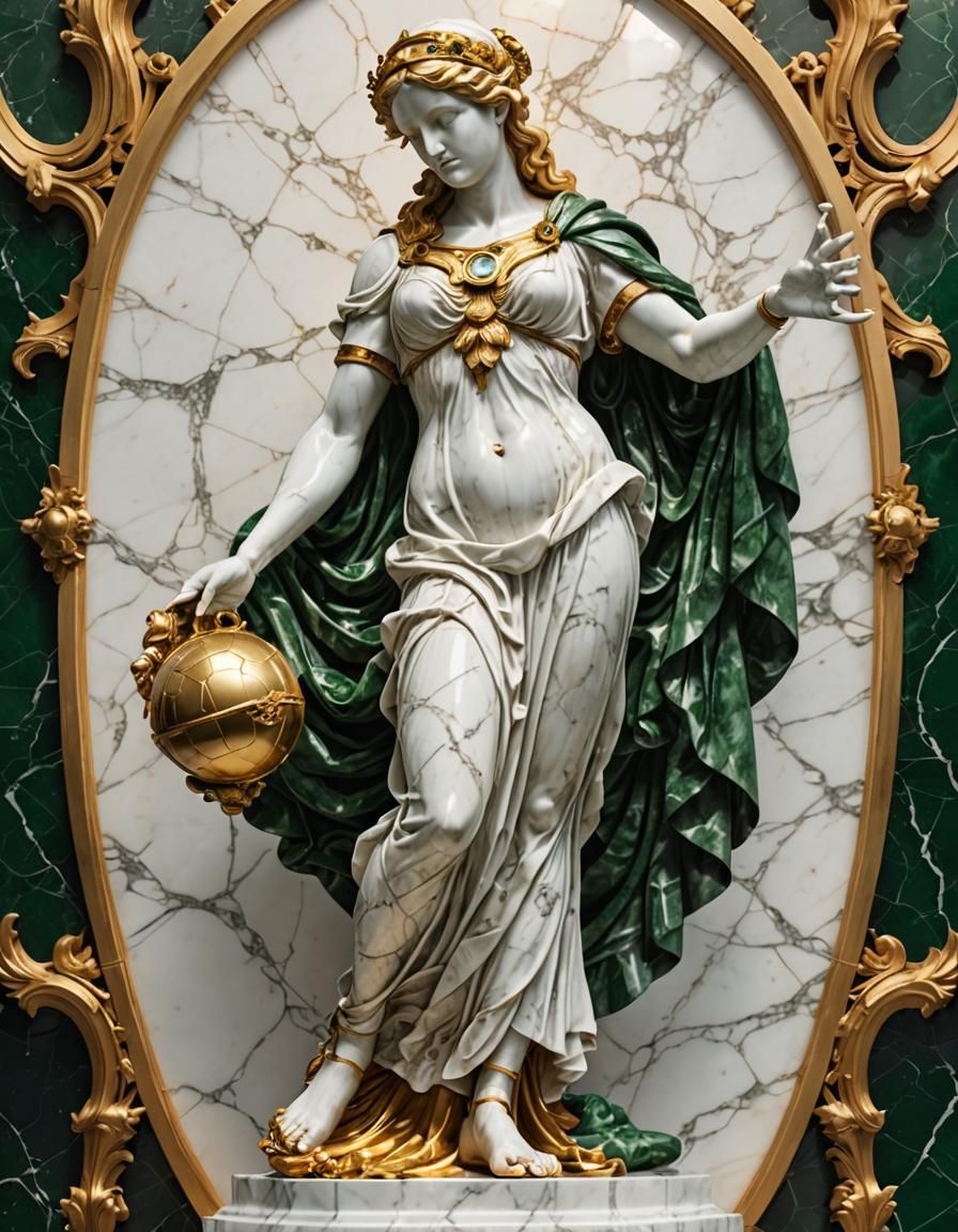 Marble Venus Statue in Art Deco Style