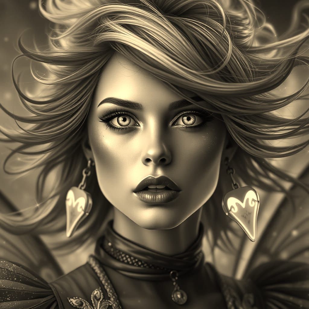 Fiery Red Fairy Portrait in Vibrant Colors