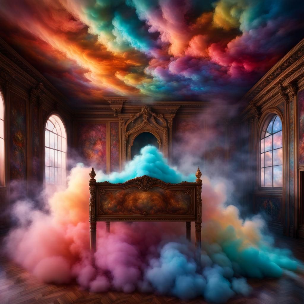 Luminescent Cloud Cradle in a Cloud Room