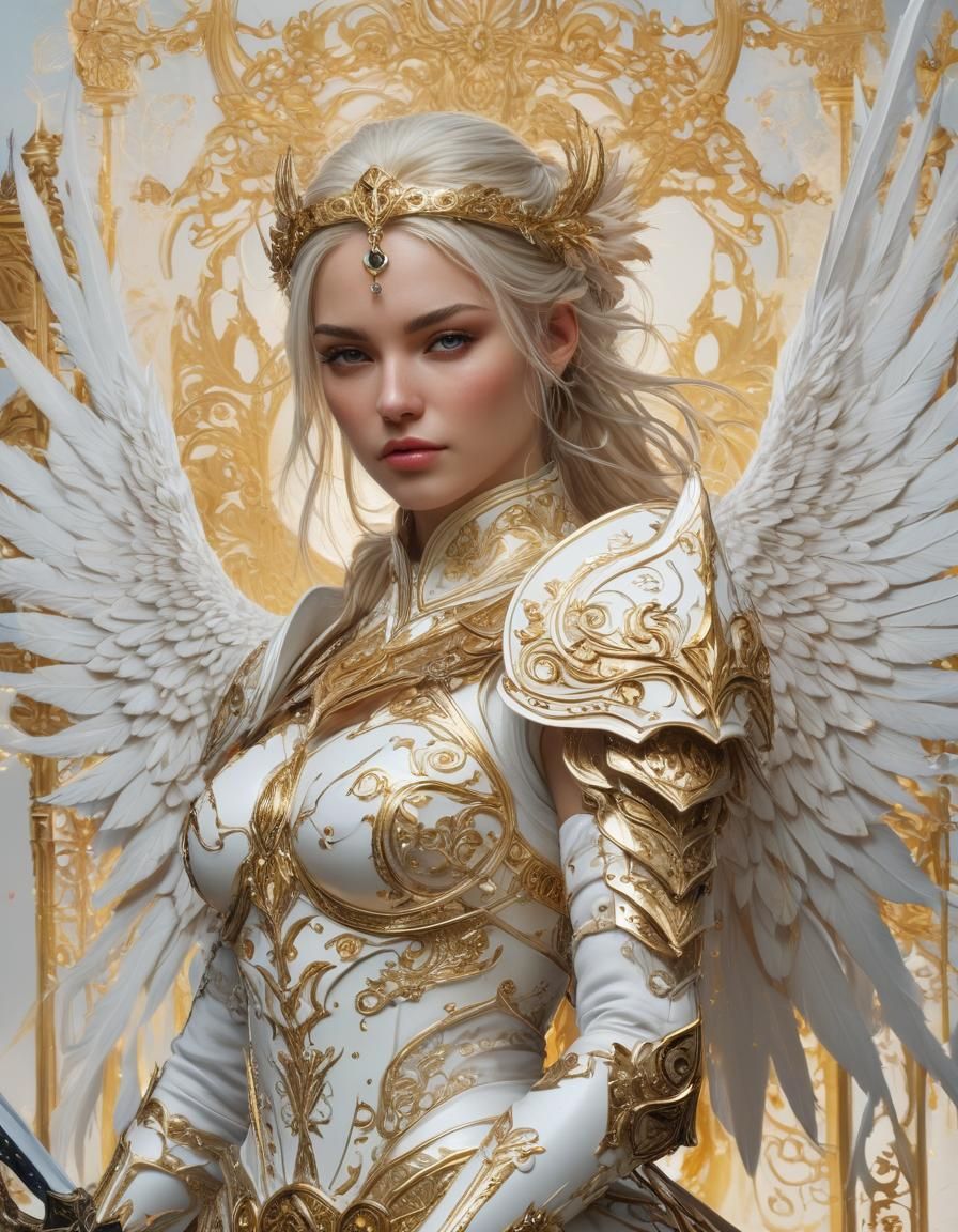 Angelic Paladin with Burning Sword