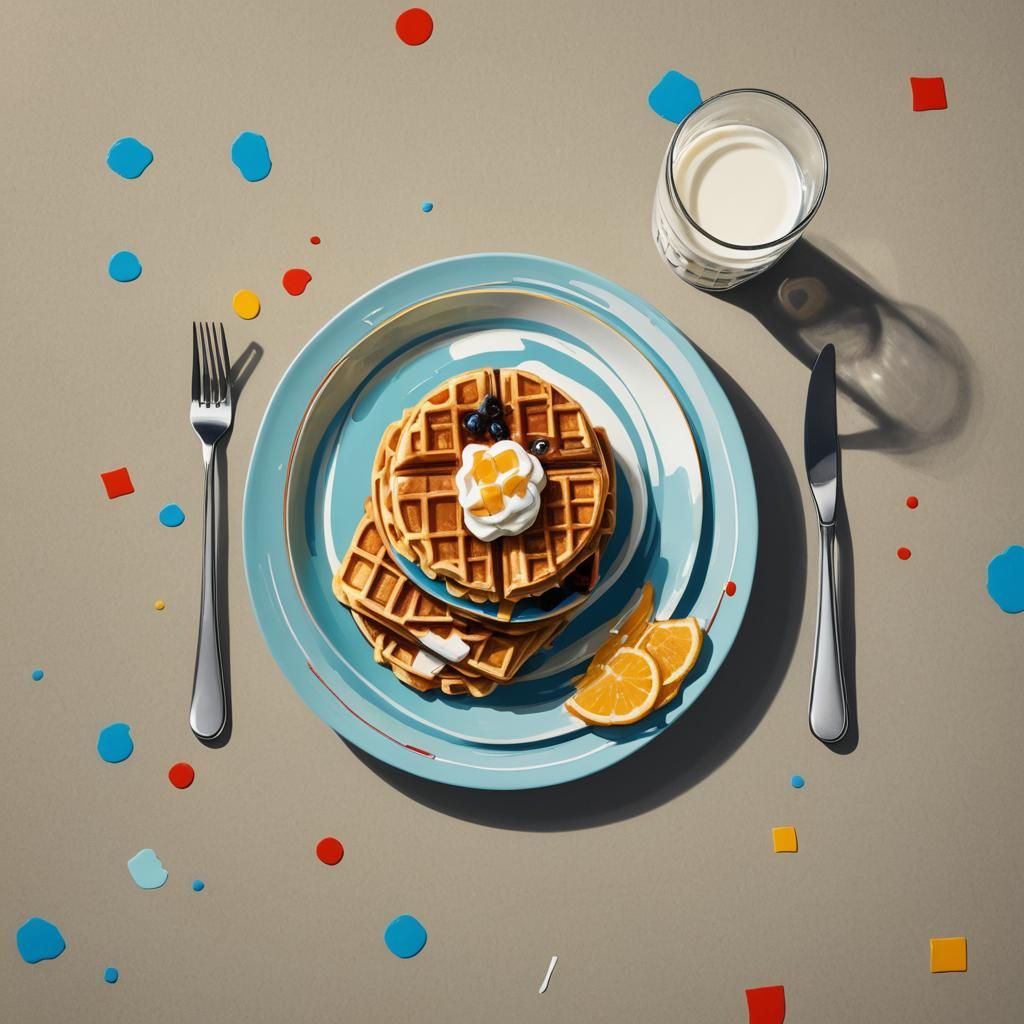 Waffles and Milk in Pop Art Style