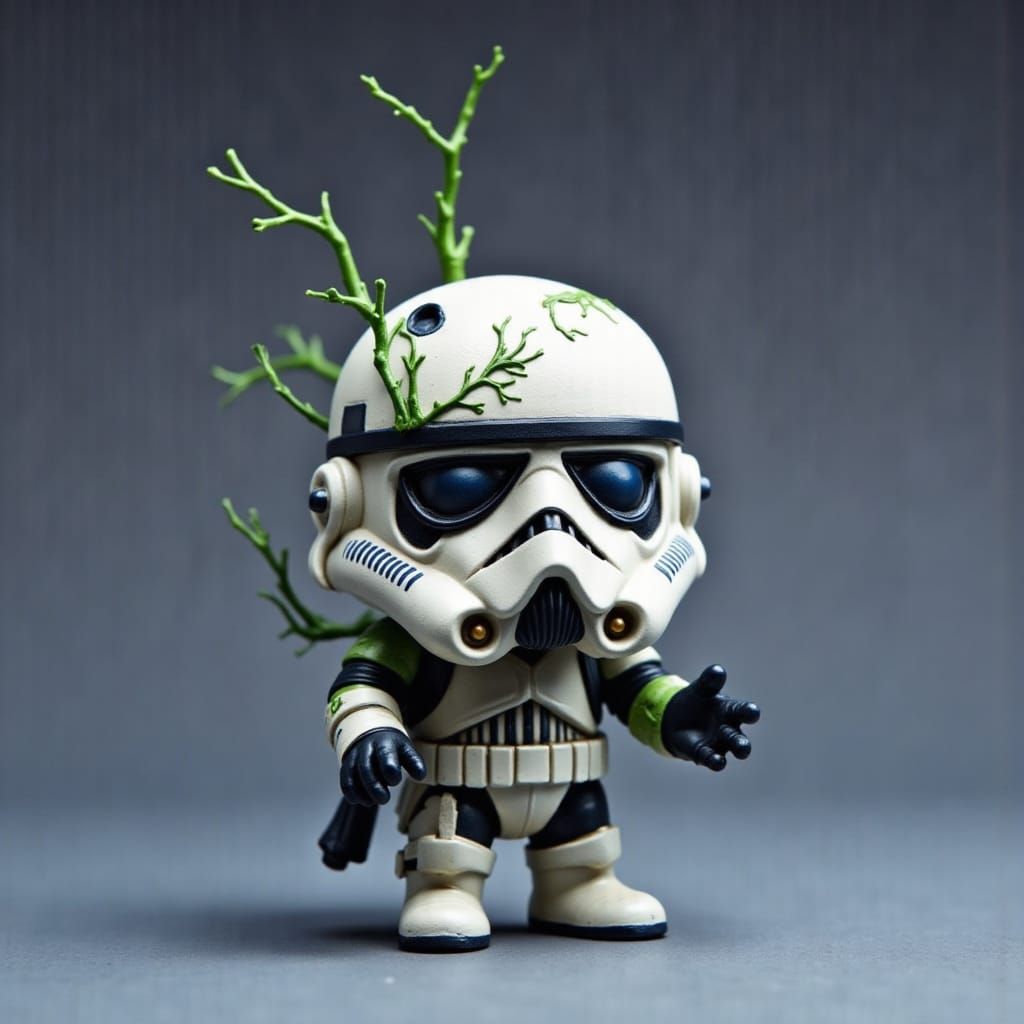 Adorable Chibi Stormtrooper Zombie in Soft Colors