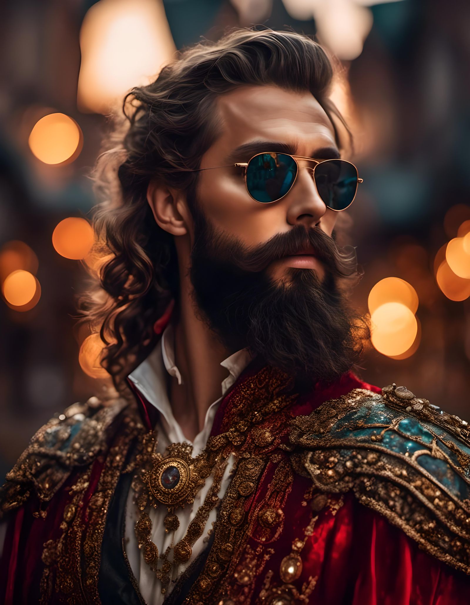 Handsome Bearded Rogue in Medieval Cityscape