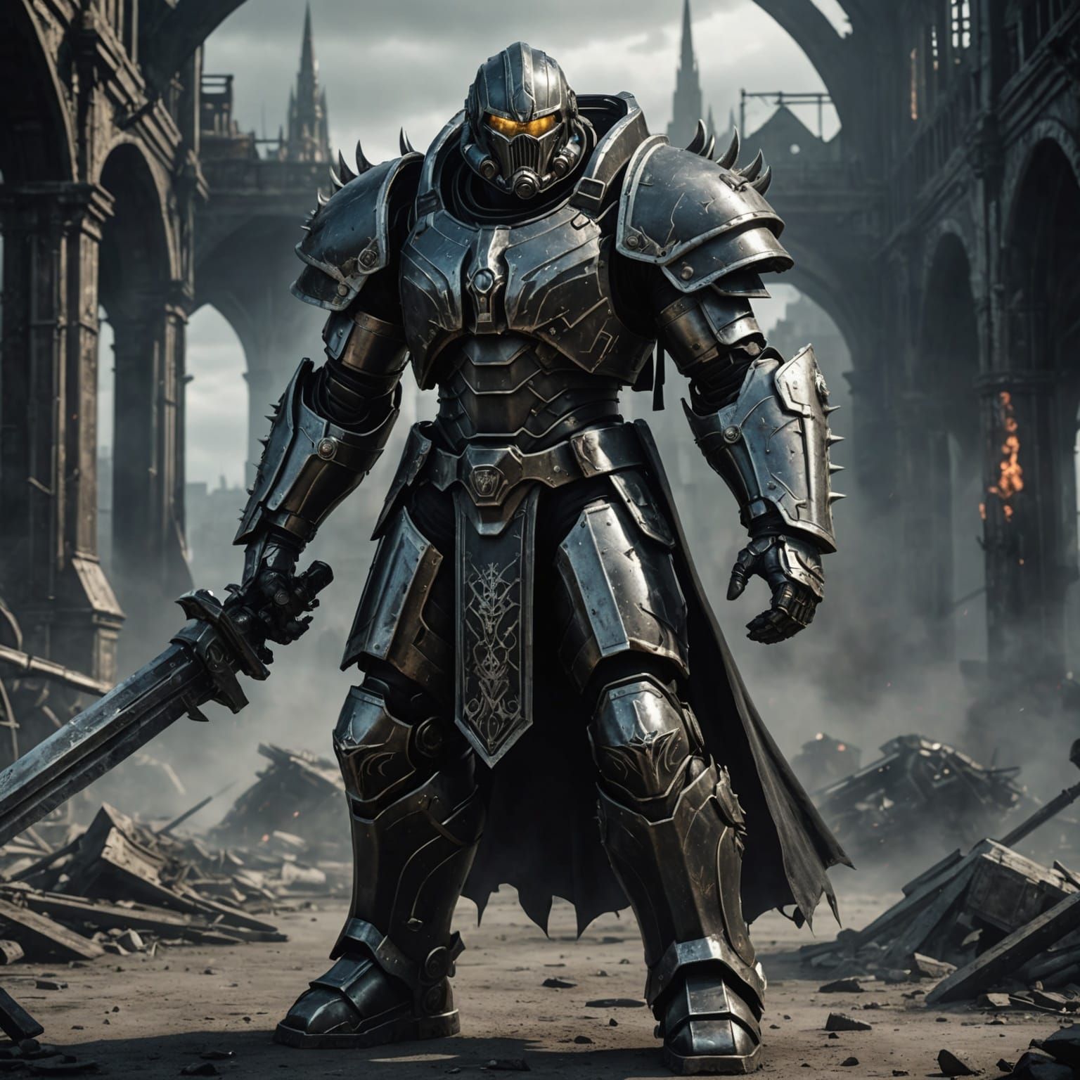 Armored Gothic Warrior in Dark Fantasy Style