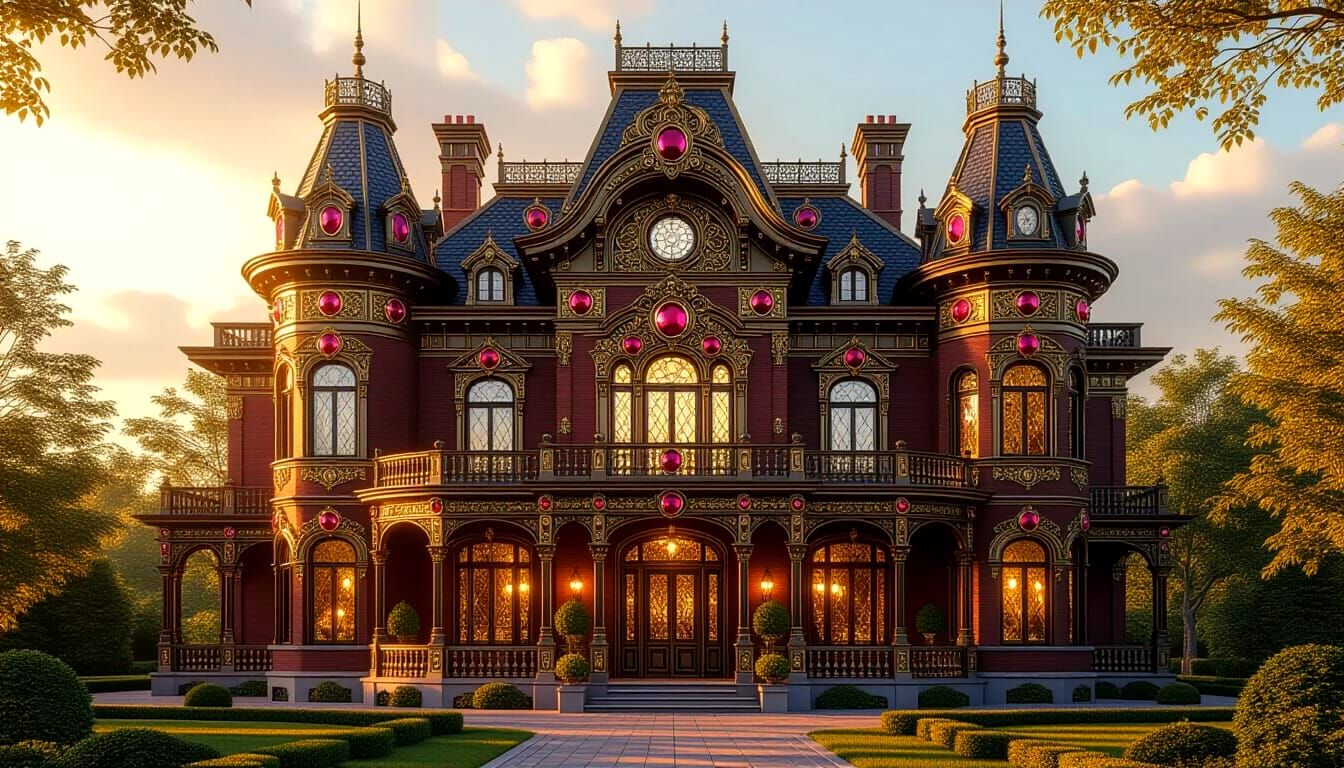 Victorian House Adorned with Gems and Jewels