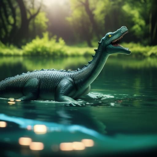 Loch Ness Monster in Dark Fantasy Style