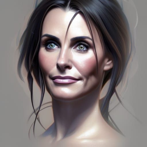 Detailed Portrait of Courtney Cox in Splash Art Style