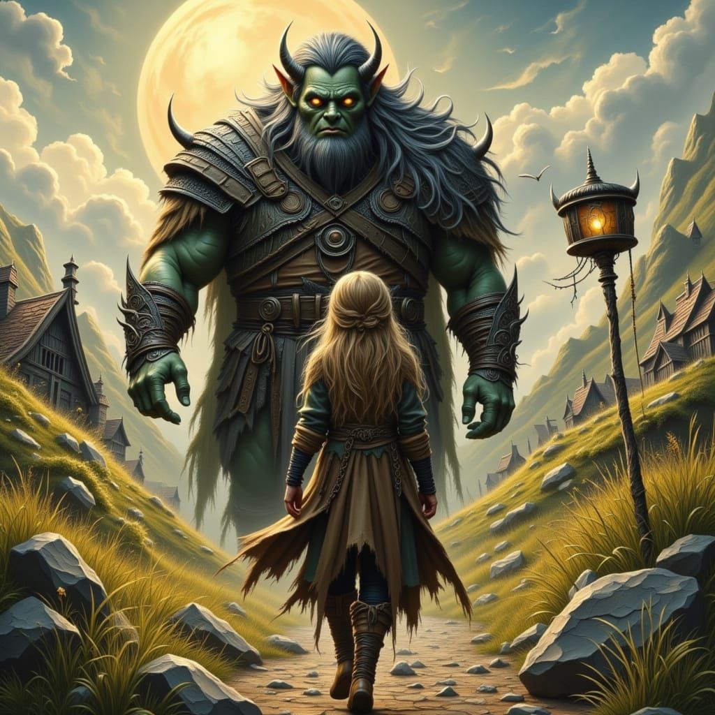 Elven Warrior and Orc Friend in Bohemian Style