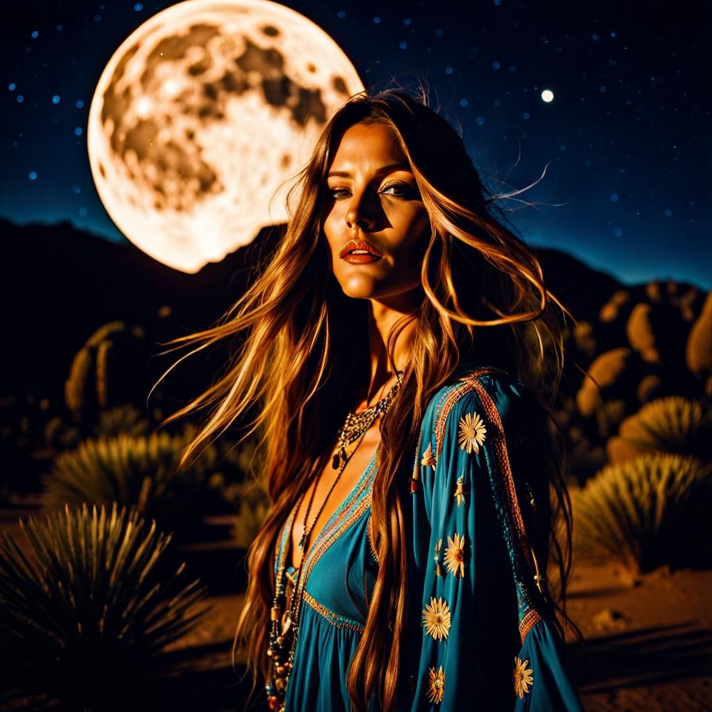 Desert Dancer Portrait Under the Moon